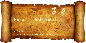 Bencsik Gyöngyi névjegykártya